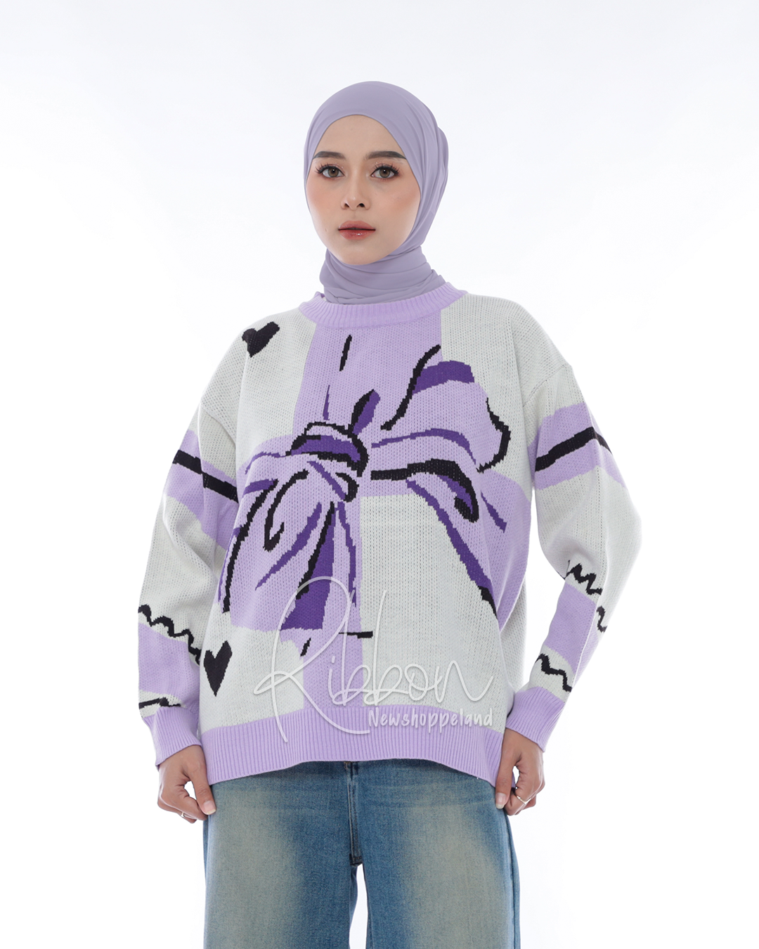 Ribbon Sweater Oversize Knit Premium