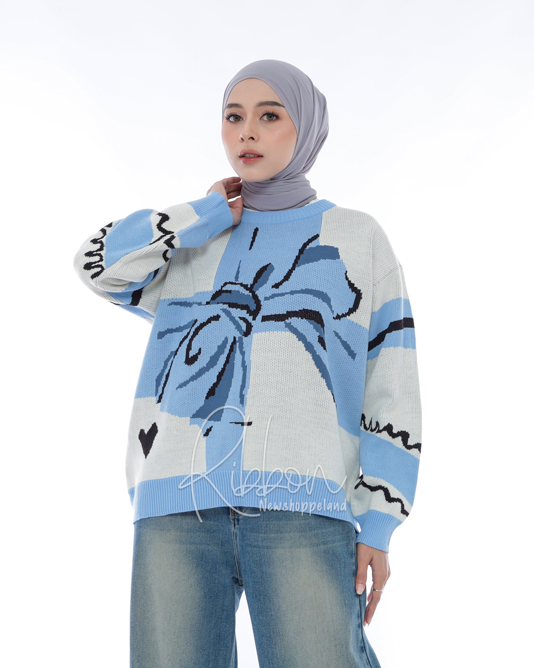 Ribbon Sweater Oversize Knit Premium