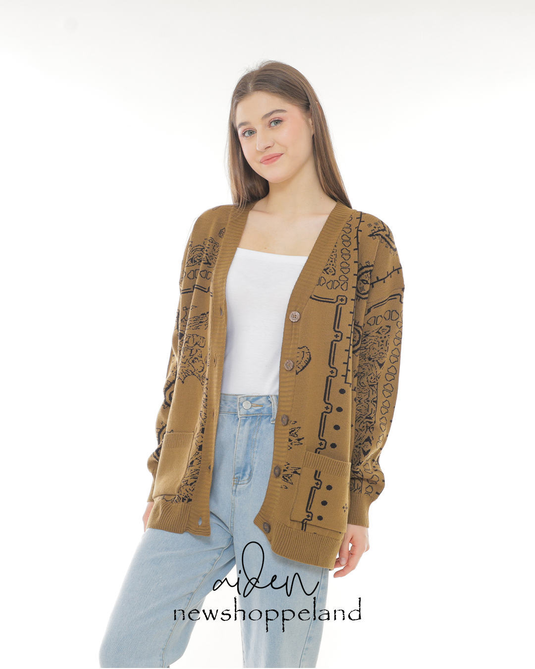 Aiden Paisley Patch Knit Cardigan Oversize