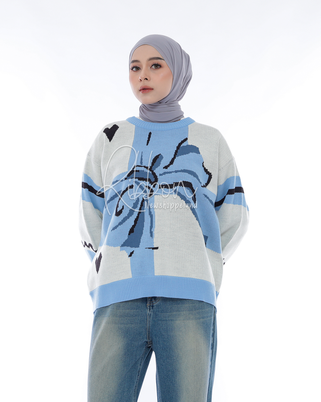 Ribbon Sweater Oversize Knit Premium