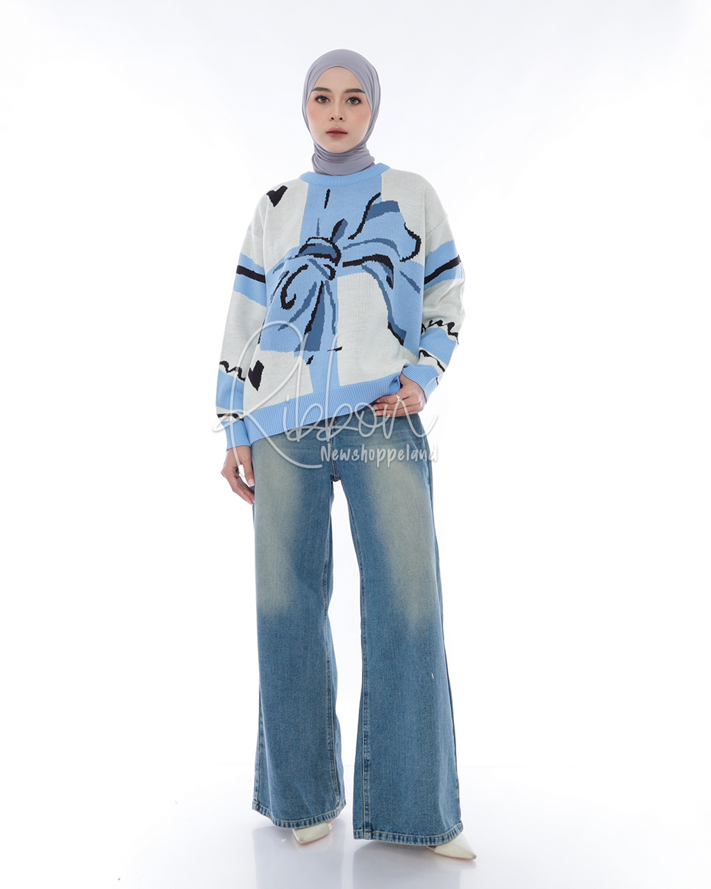 Ribbon Sweater Oversize Knit Premium