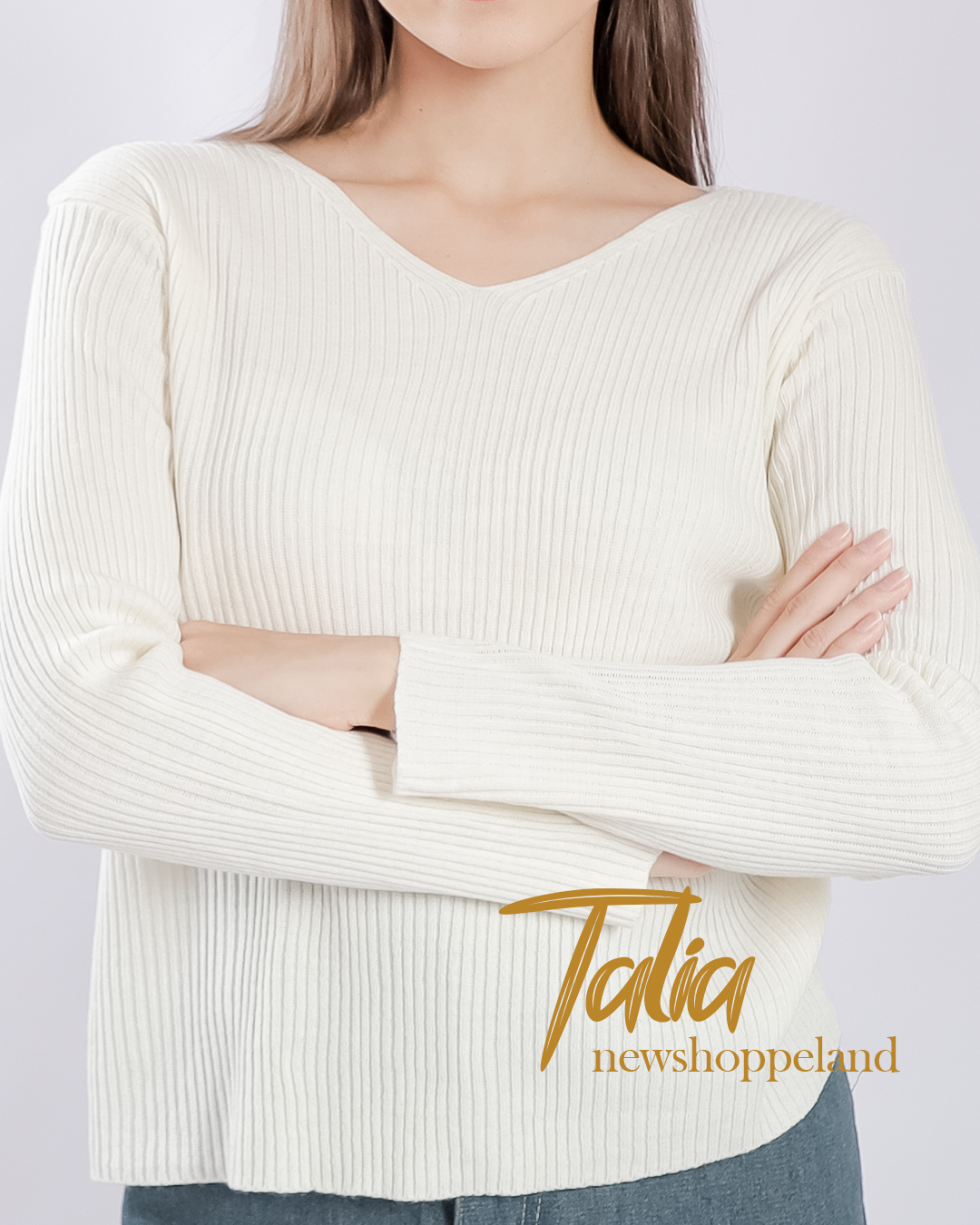 (Special 5th Anniversary) Talia V-Neck Rib Knit Blouse