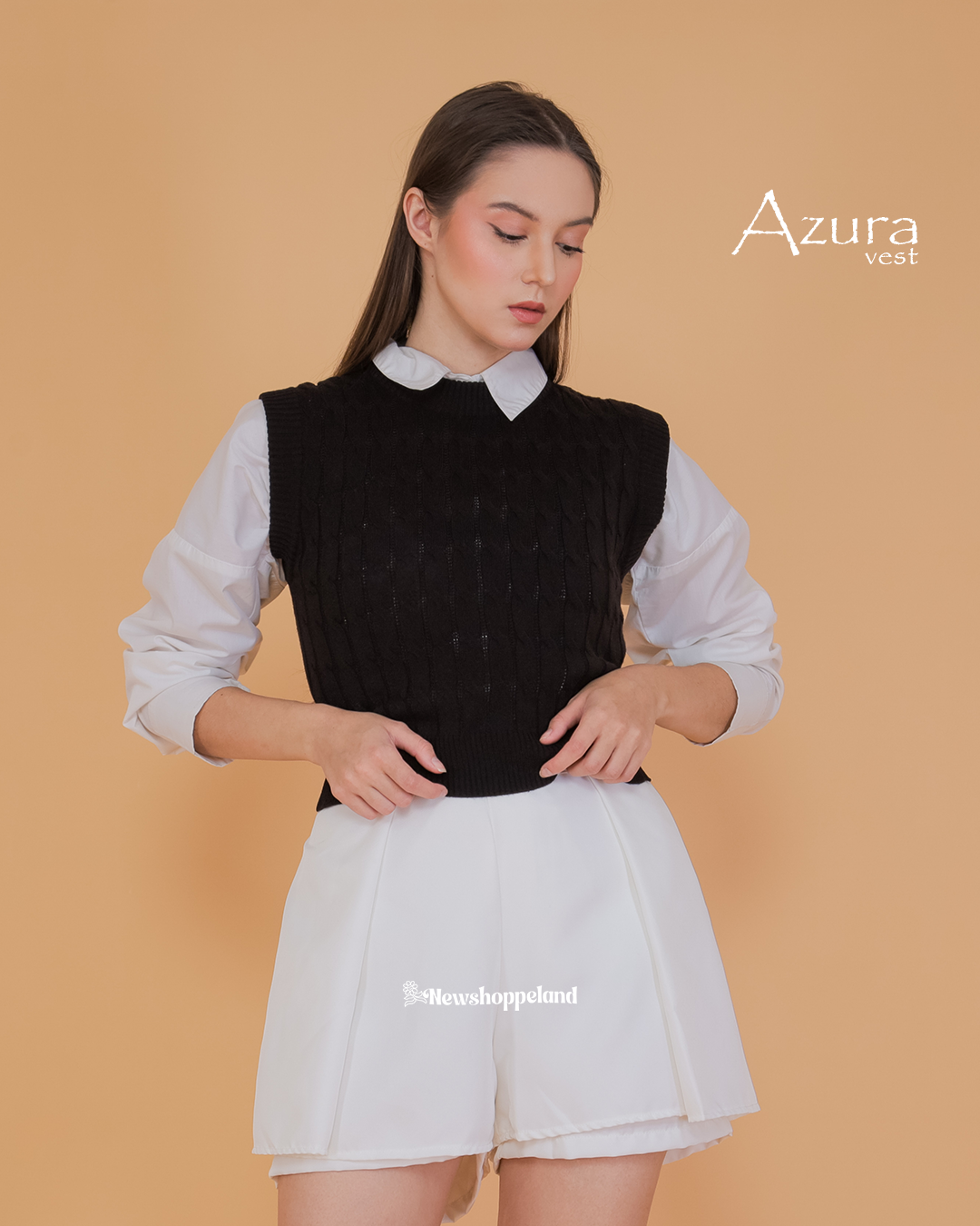 Azura Crop Cable Vest Knit Premium