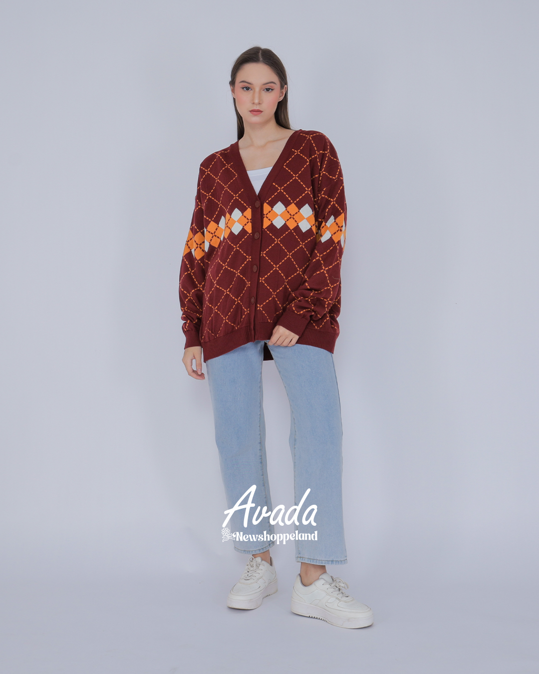 Avada Diamond Oversize Knit Cardigan