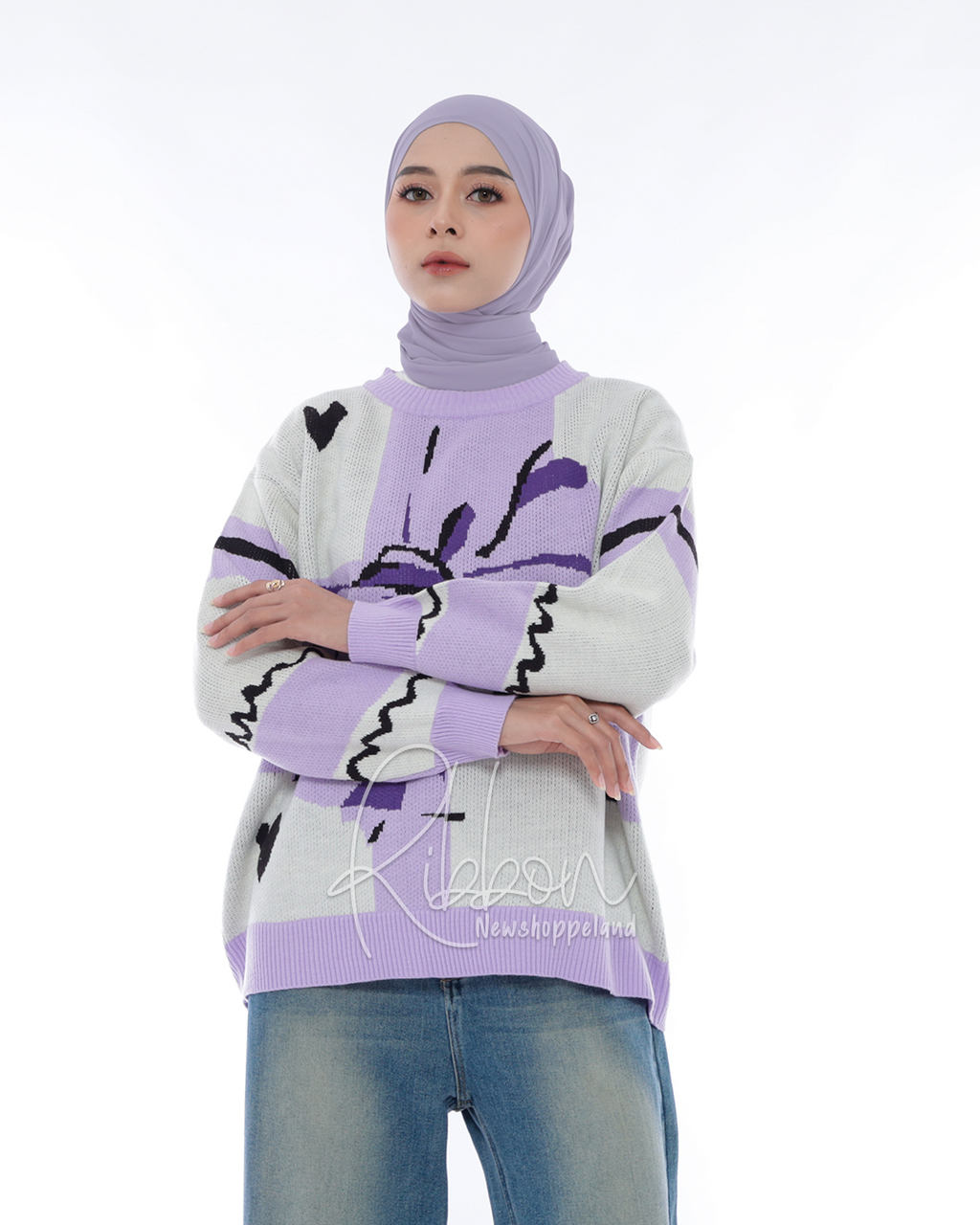 Ribbon Sweater Oversize Knit Premium