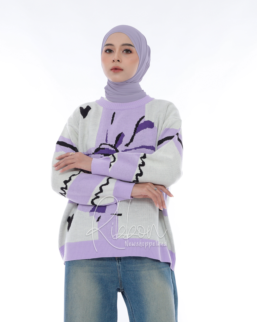 Ribbon Sweater Oversize Knit Premium