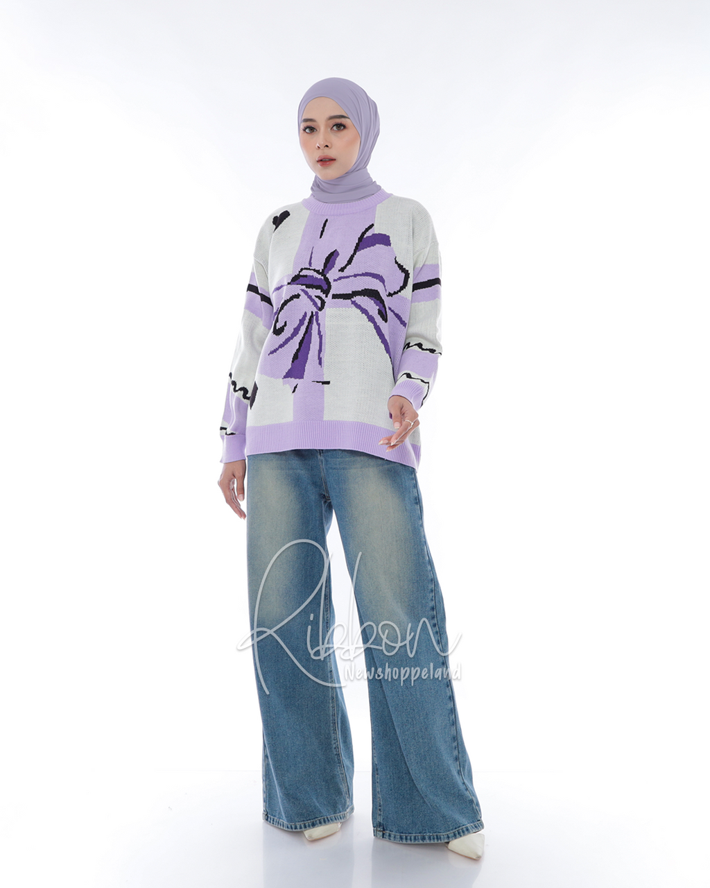 Ribbon Sweater Oversize Knit Premium