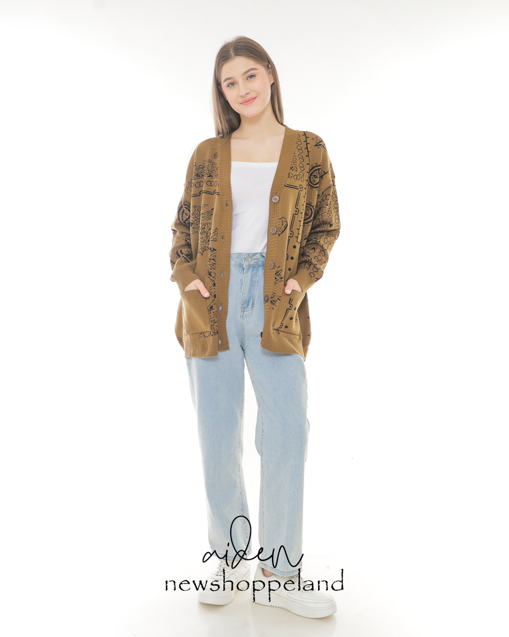 Aiden Paisley Patch Knit Cardigan Oversize
