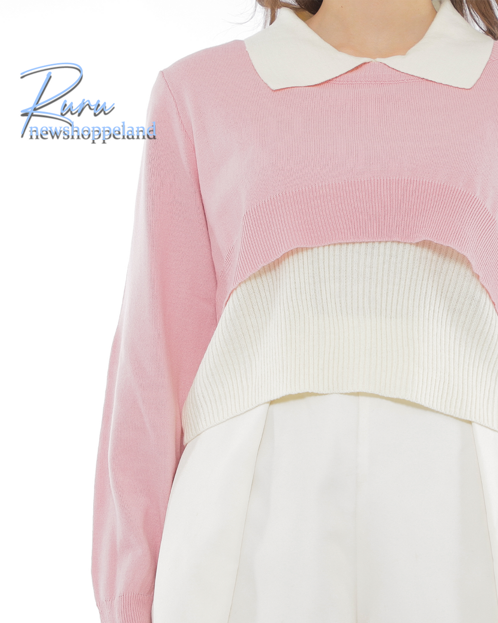 Ruru Sweater Rajut 2in1 Crop Sweater + Inner Crop Top All Size Korean Style