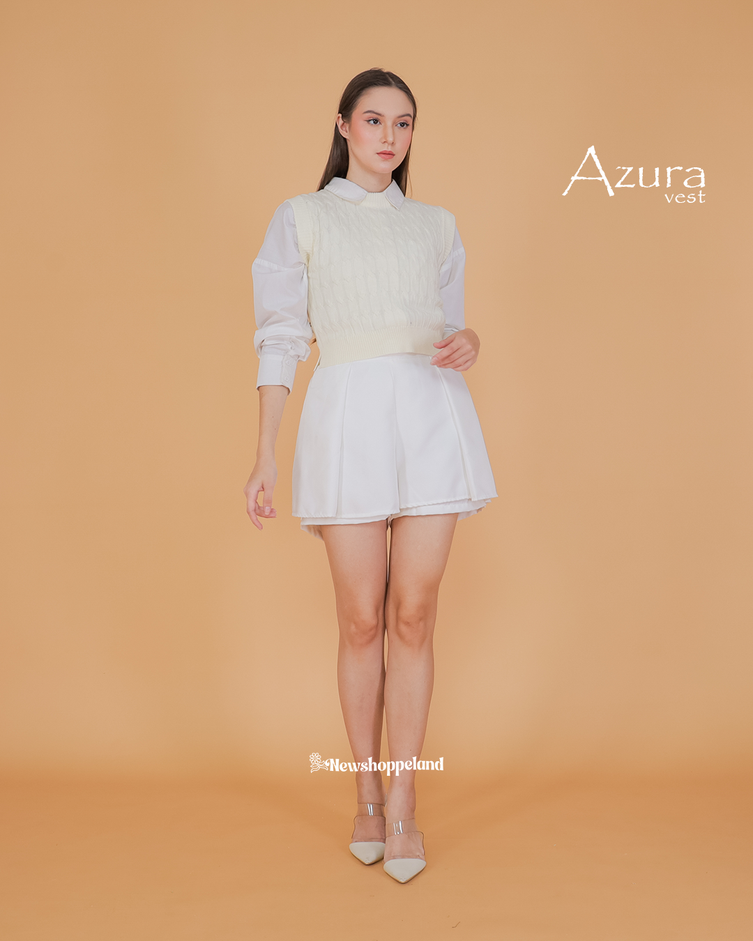 Azura Crop Cable Vest Knit Premium