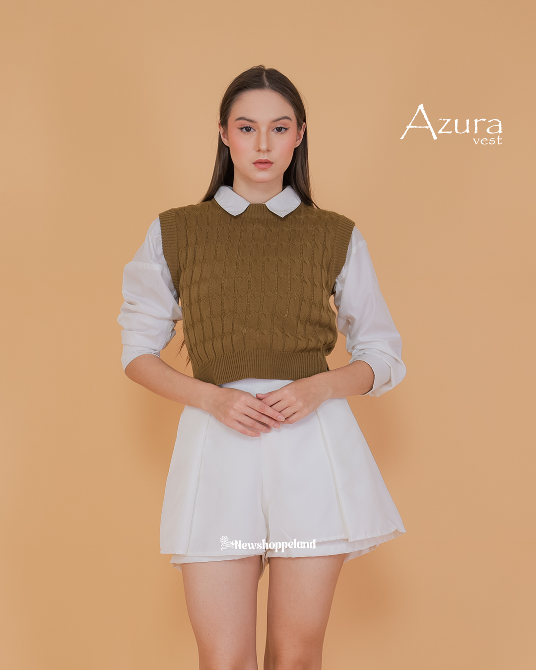 Azura Crop Cable Vest Knit Premium