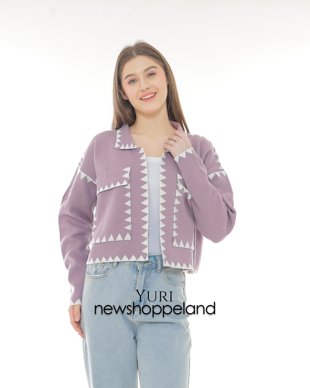 Yuri Semi-Crop Cardigan Oversize Premium Korean Style