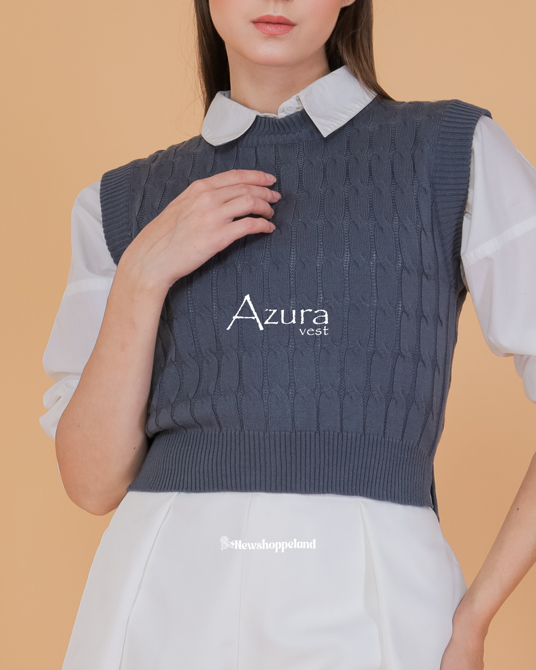 Azura Crop Cable Vest Knit Premium