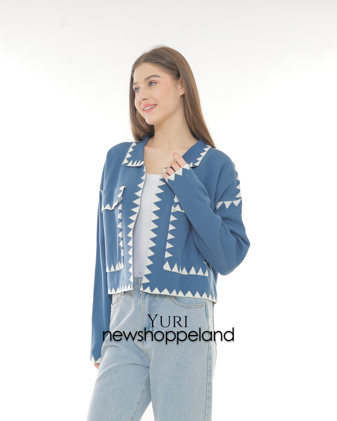 Yuri Semi-Crop Cardigan Oversize Premium Korean Style