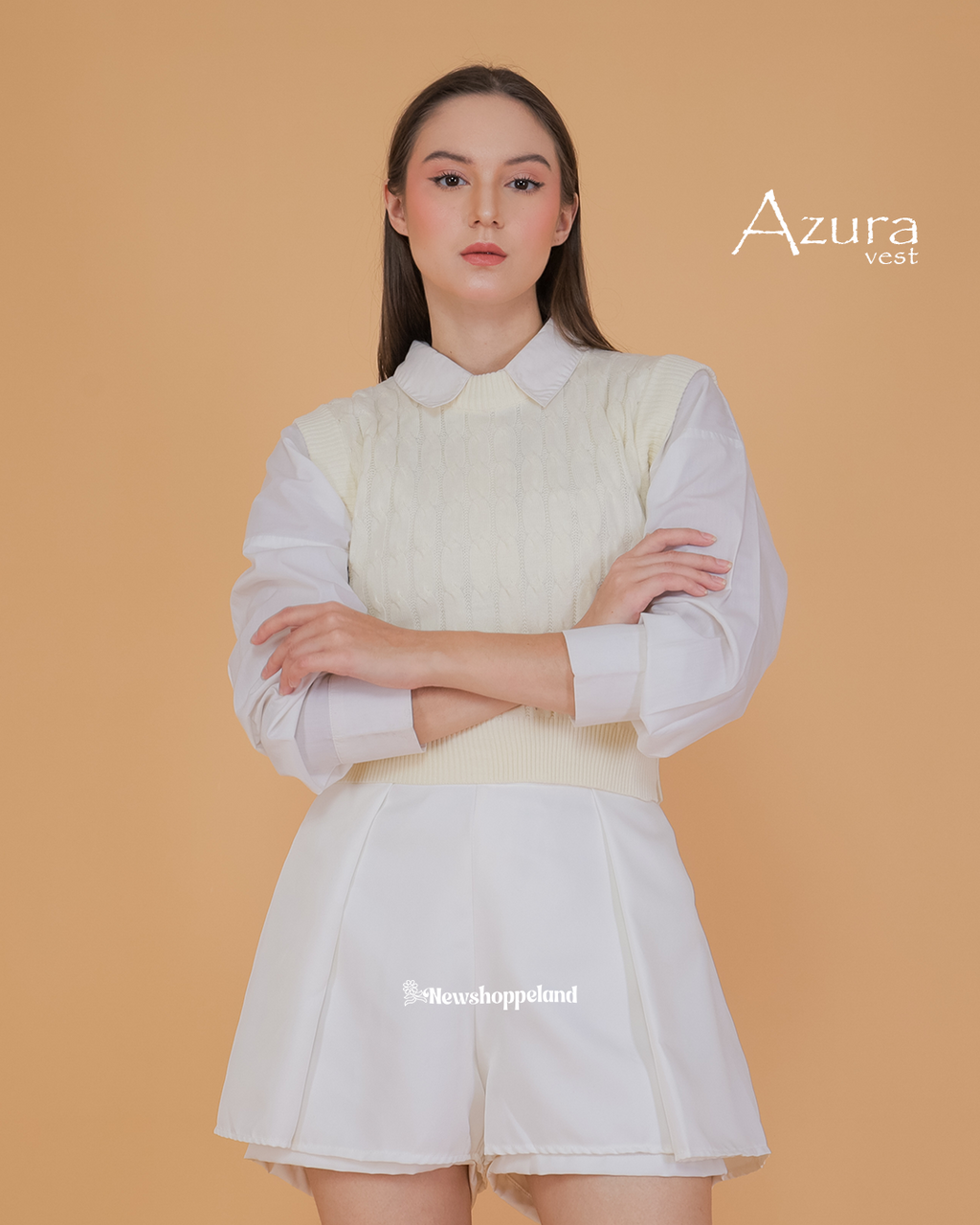 Azura Crop Cable Vest Knit Premium