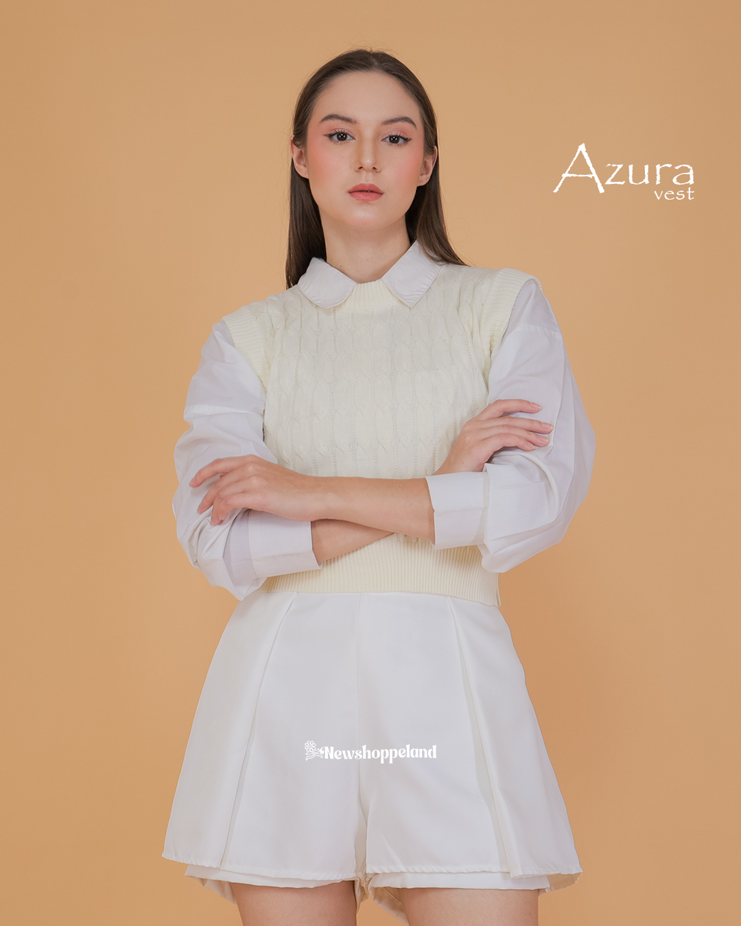 Azura Crop Cable Vest Knit Premium