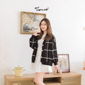 Nathan Grid Line Oversize Knit Cardigan Premium Korean Style