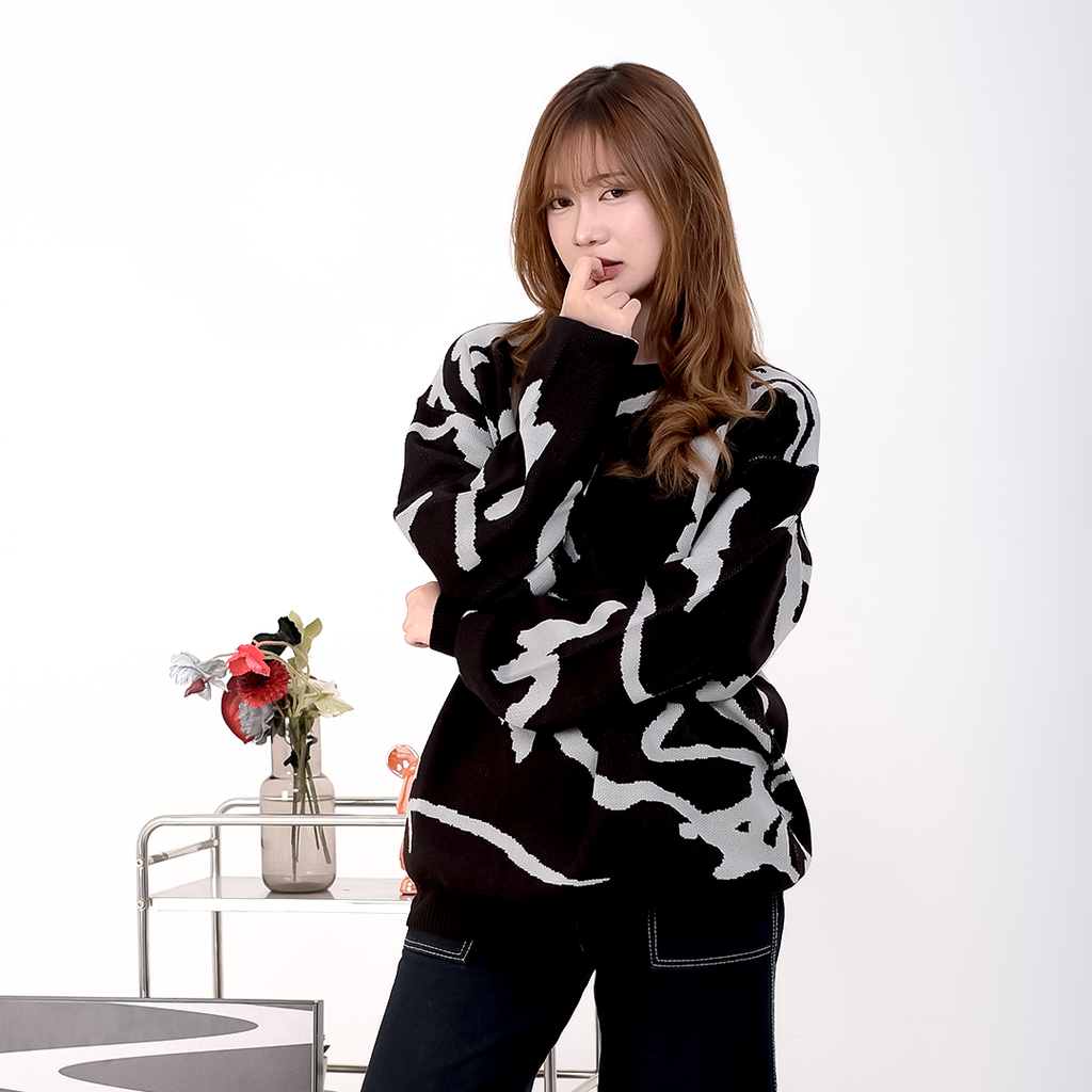 Daren Abstract Crewneck Knit Sweater