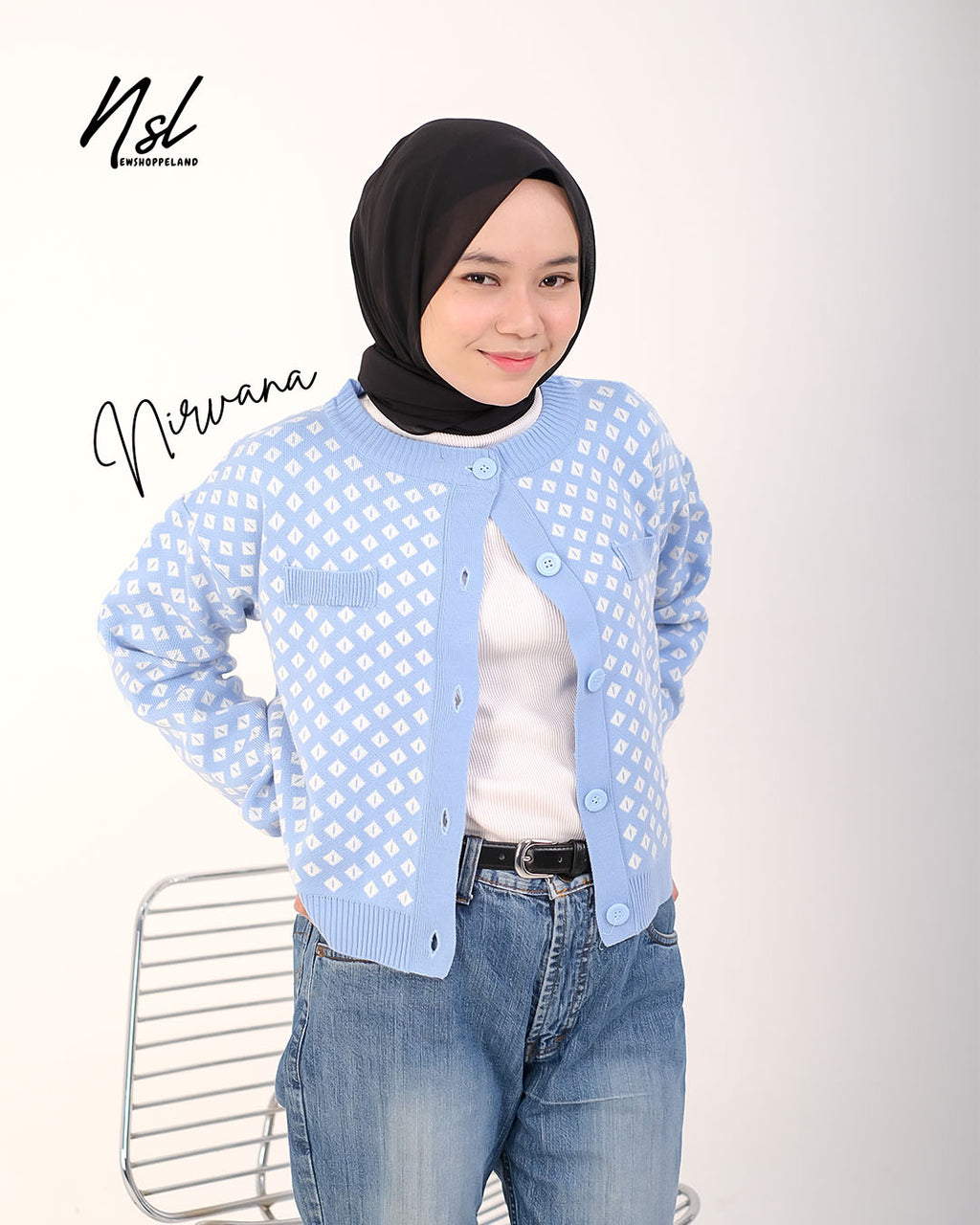 Nirvana Tiles Pattern Cardigan Knit Premium