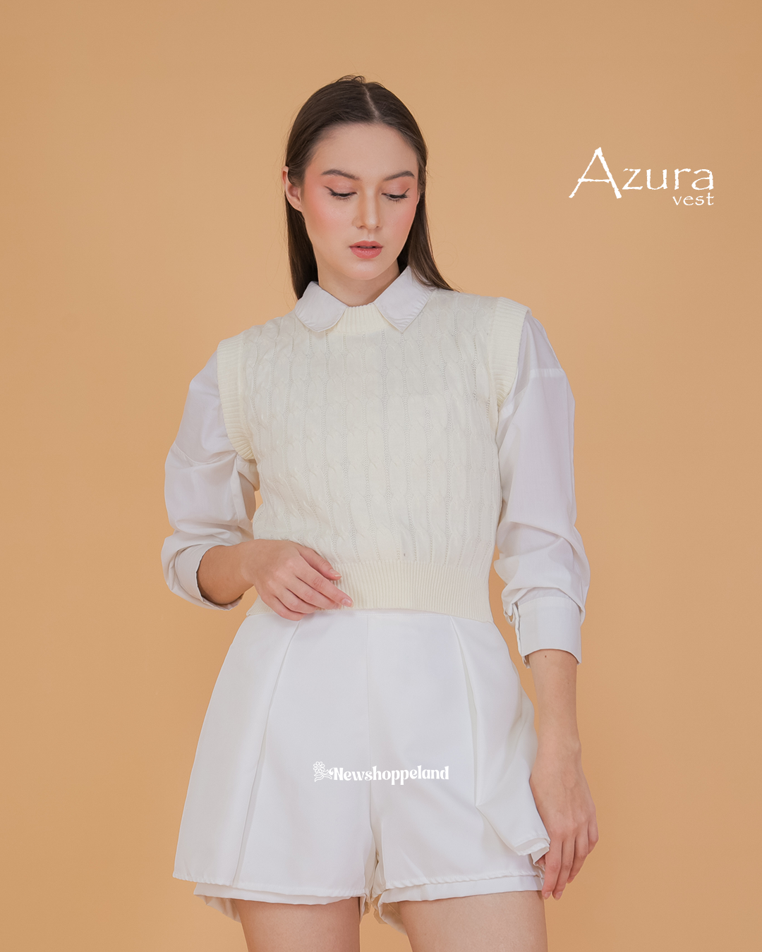 Azura Crop Cable Vest Knit Premium