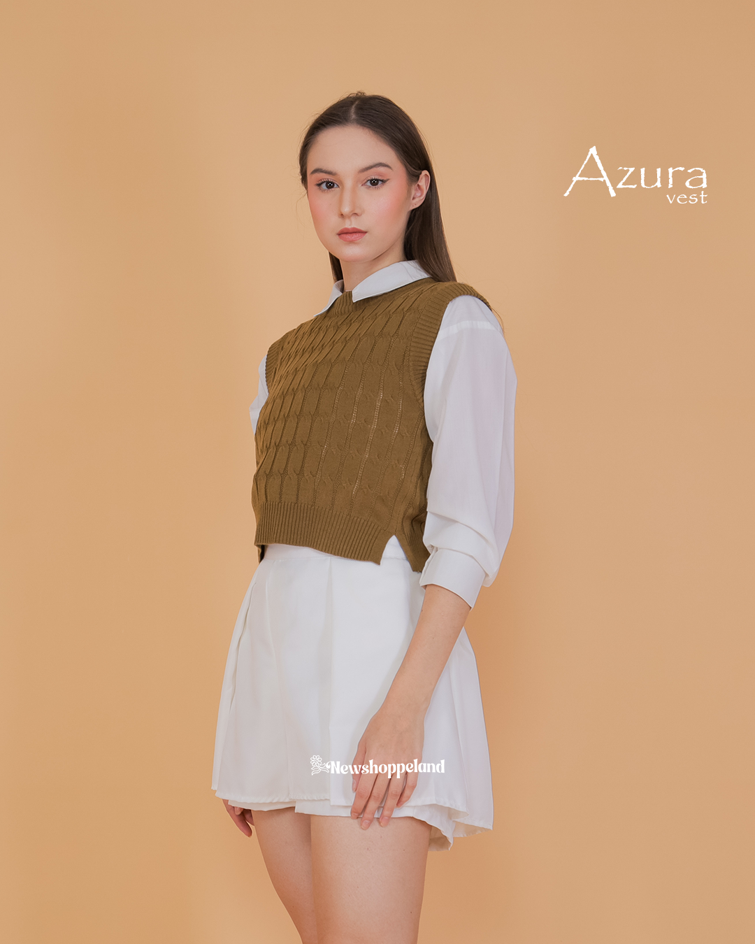 Azura Crop Cable Vest Knit Premium