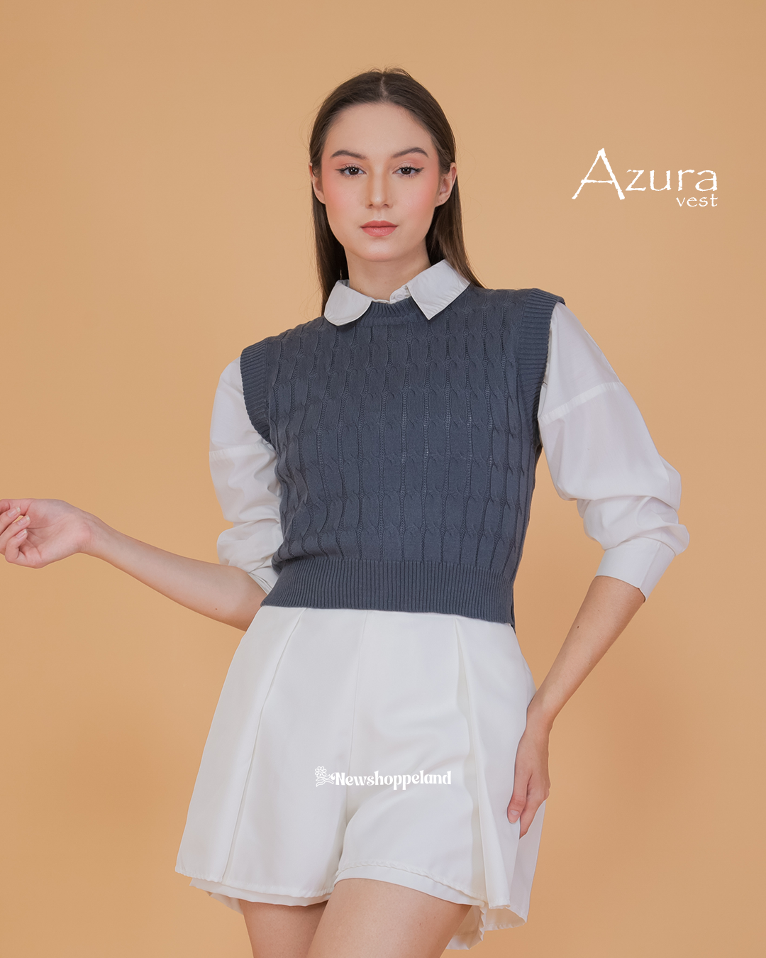 Azura Crop Cable Vest Knit Premium