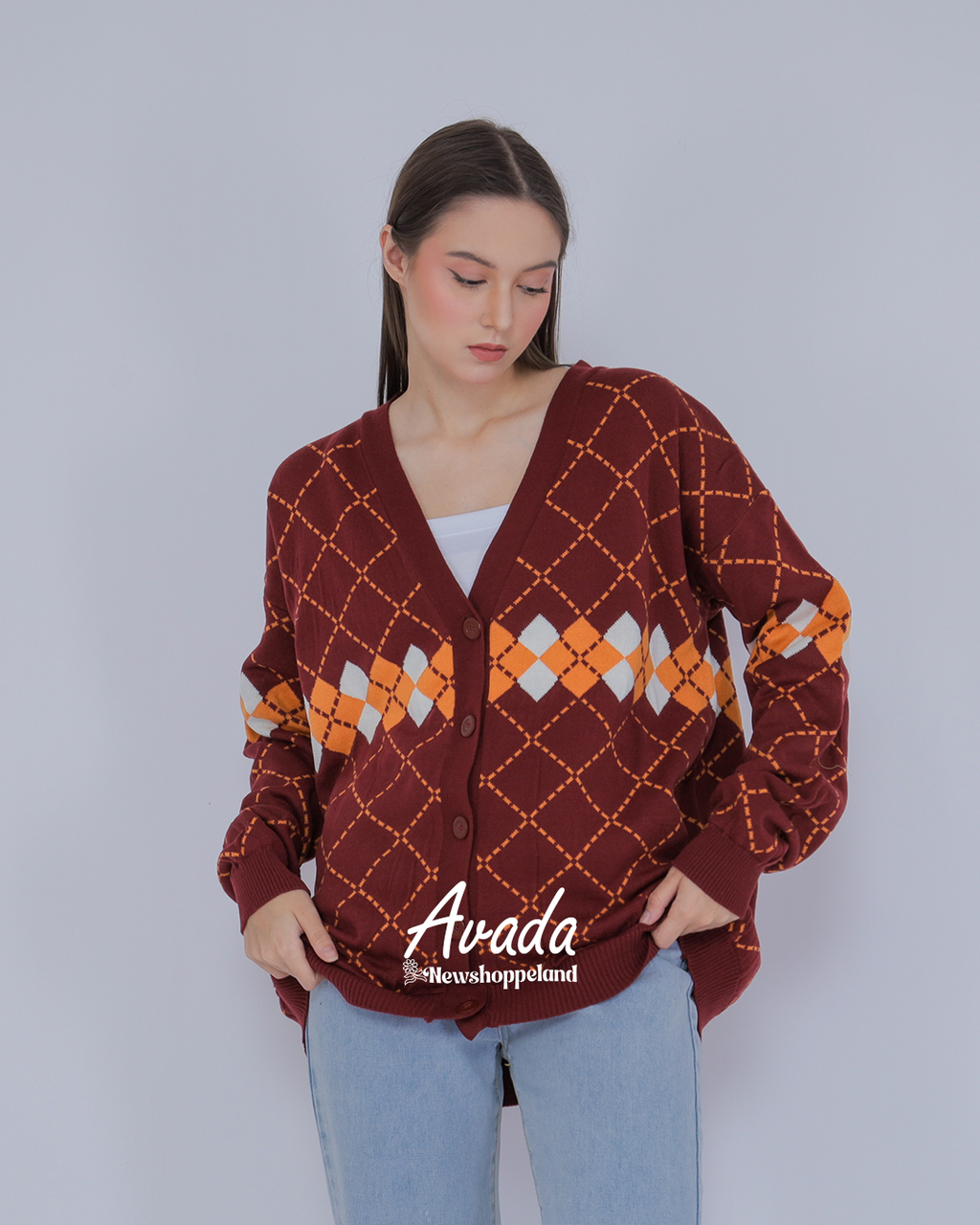 Avada Diamond Oversize Knit Cardigan