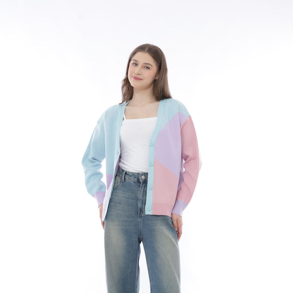 Aurora Cardigan Pastel Colorblock Knit Cardigan