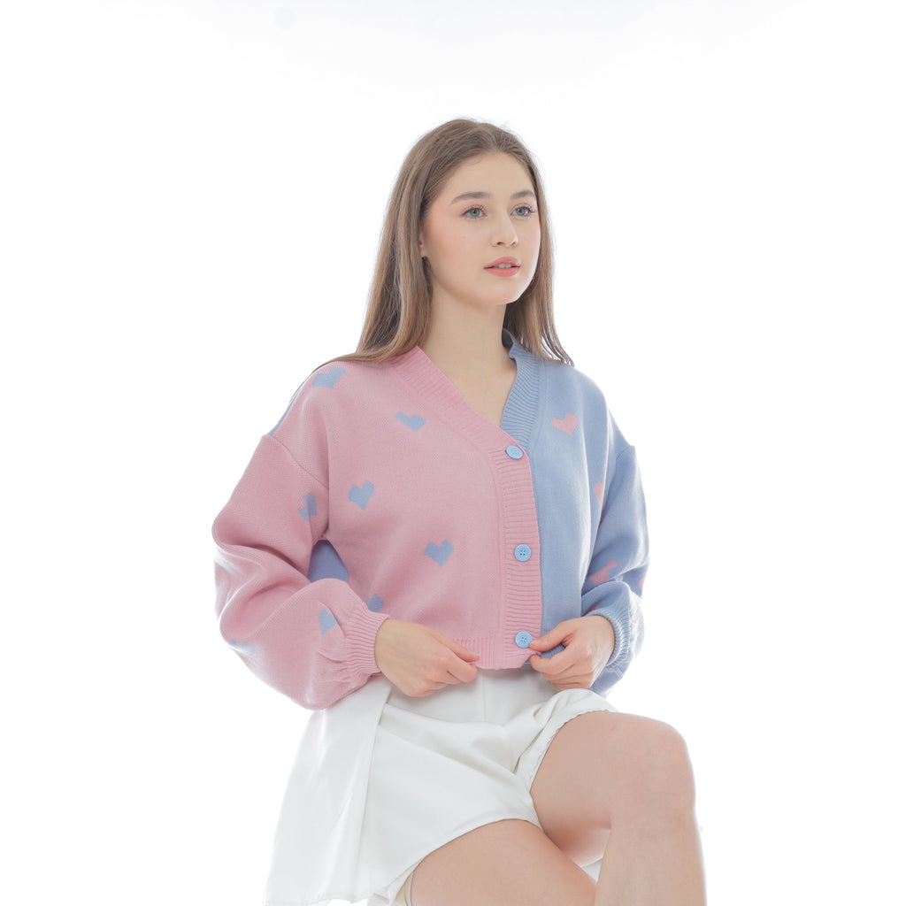Cupid Two Tone Crop Knit Cardigan